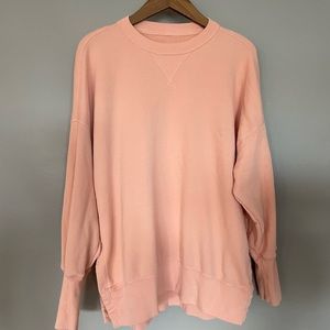 Peach Colored Abercrombie & Fitch Tunic Crew Sweatshirt with a Side Split